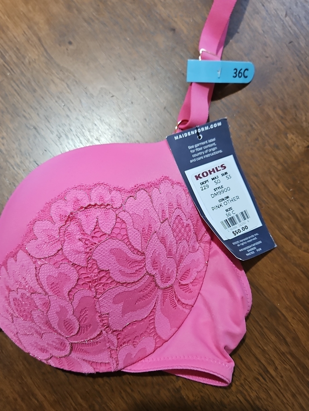 Maidenform Hot Pink Lace Push-Up Bra - Picture 2 of 6